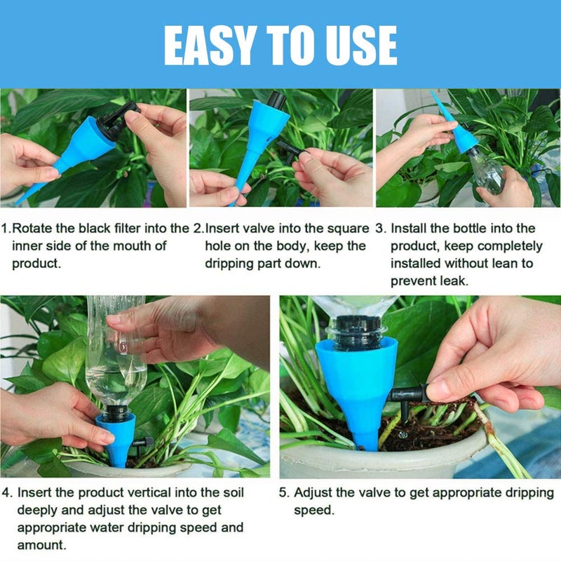 Emoly Upgraded 12 Pack Self Plant Watering Spikes with Adjustable Water Flow, Plant Waterer for Indoor Outdoor, Automatic Watering Spikes for Potted Plants - Image 5